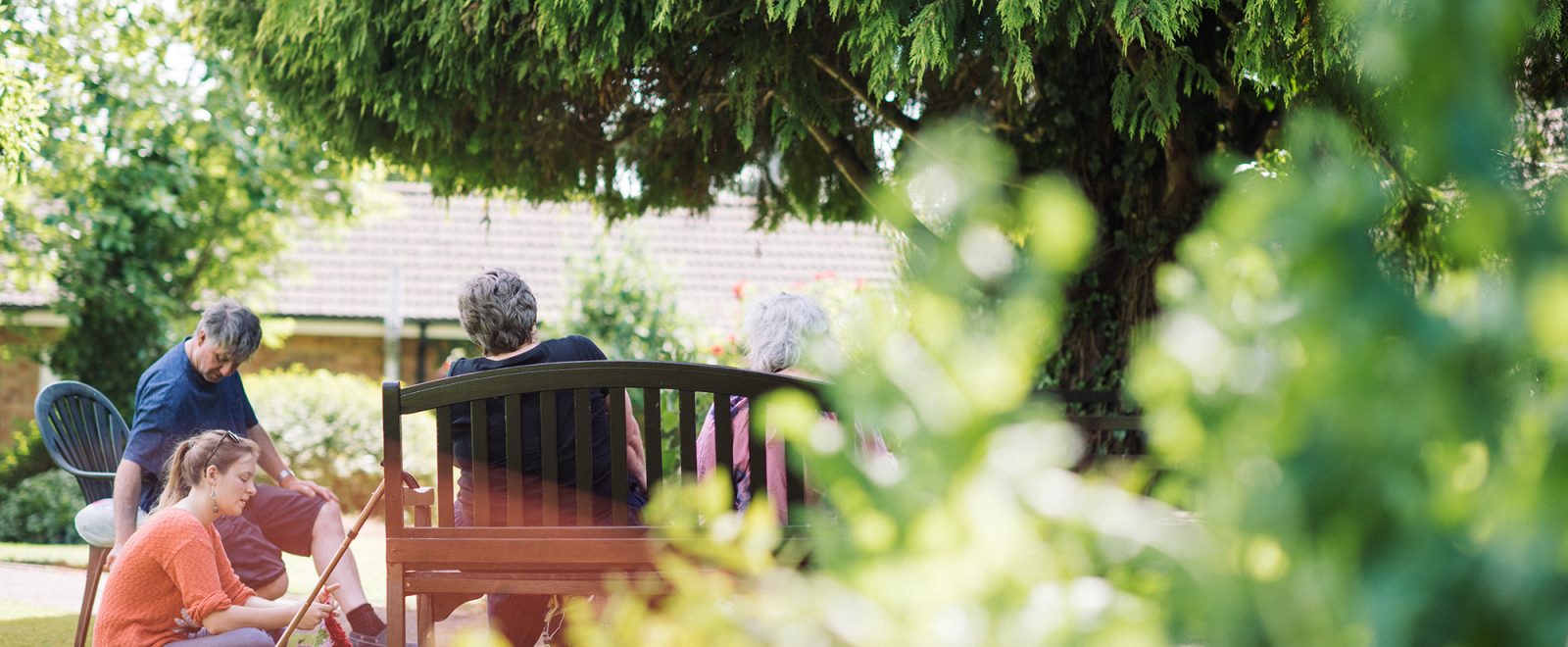 Manor Gardens community sitting at the garden.