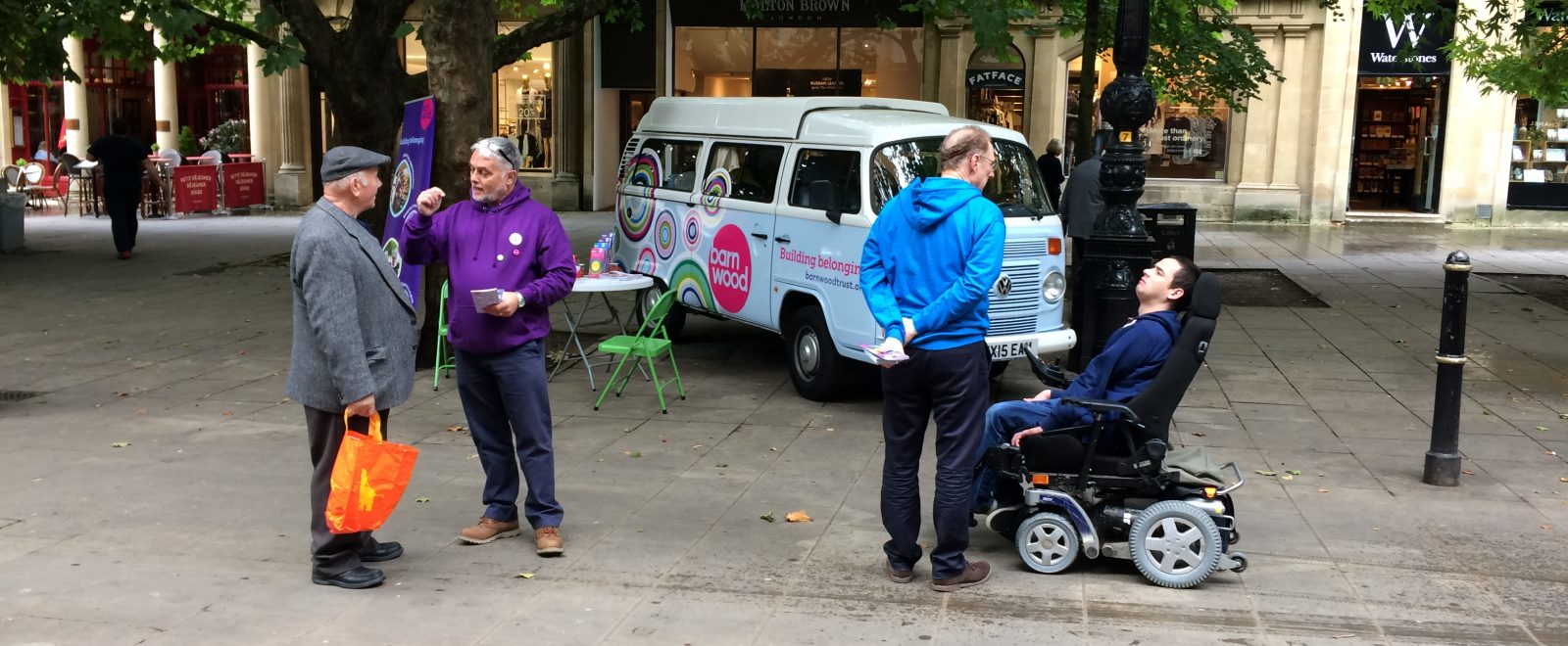 Barnwood Trust members informing community on the Spot Barney tour.