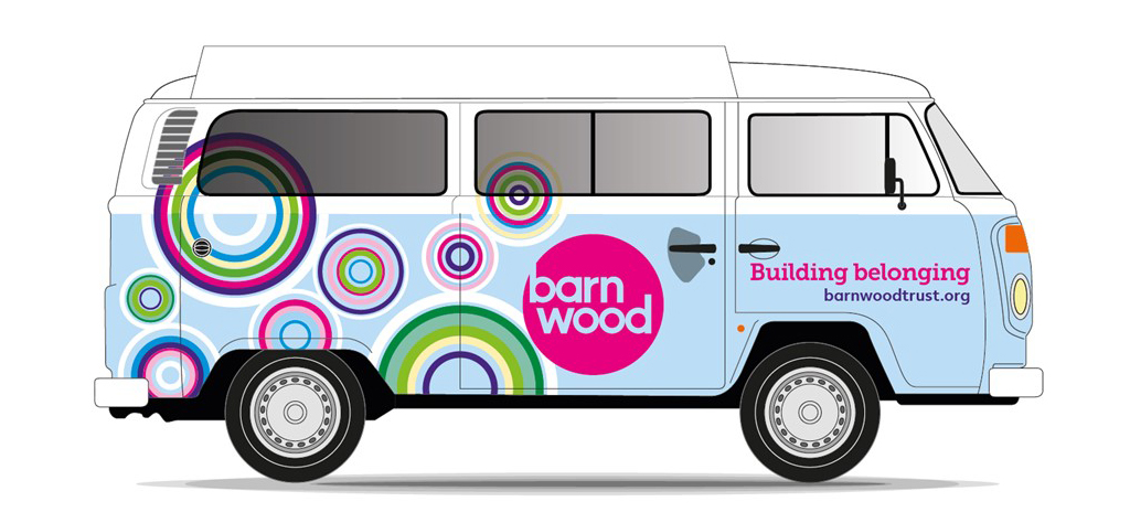 The design of the camper van for the Spot barney tour.