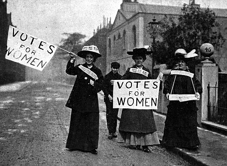 Suffragettes demonstrating for the vote for women in 1906