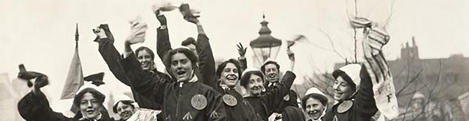 An old picture of women celebrating women's right to vote