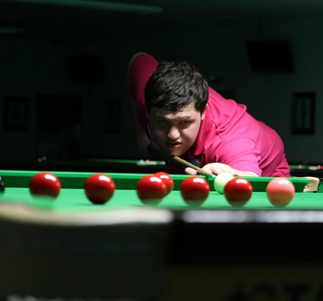 Aaron taking another snooker shot