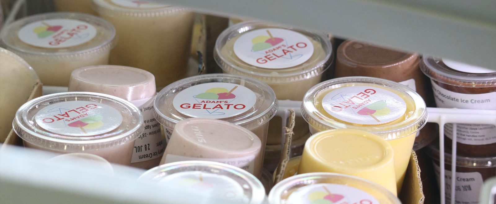 Delicious gelatos in the fridge