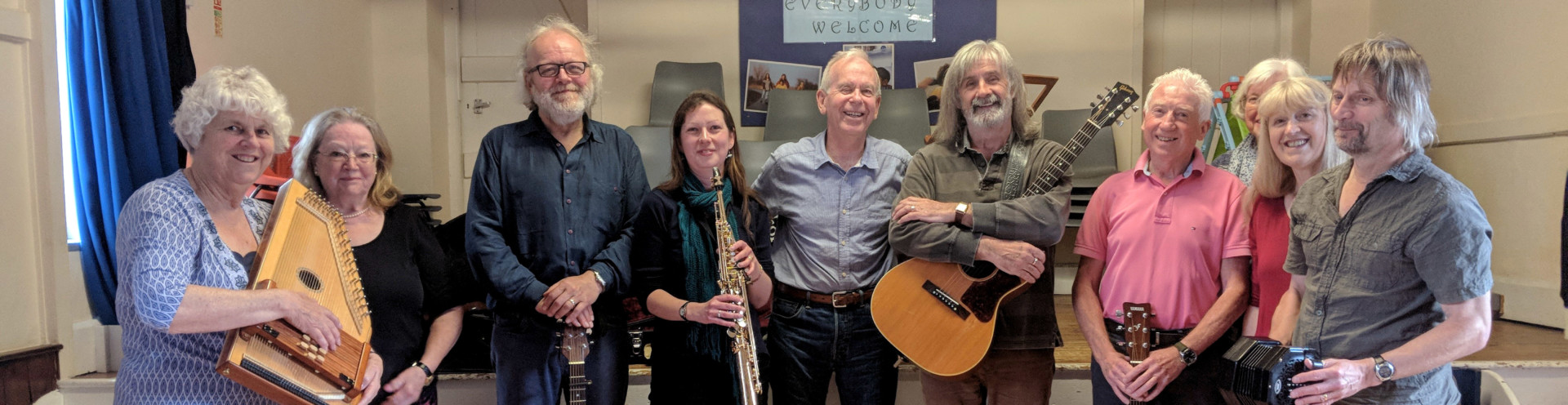 A community group together for a local music event.