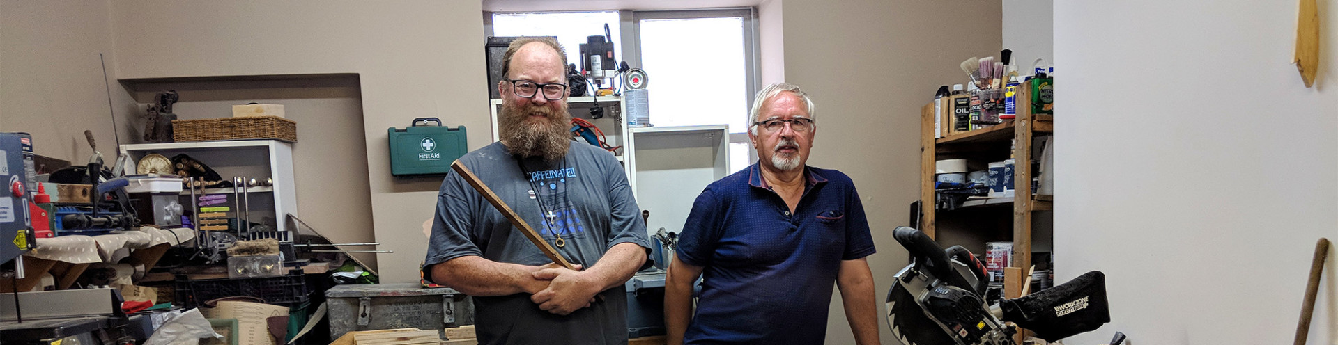 Robert & Julian at the Men's Shed.