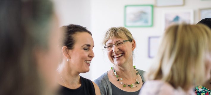 Cheerful women at Barnwood Trust grants drop-in sessions
