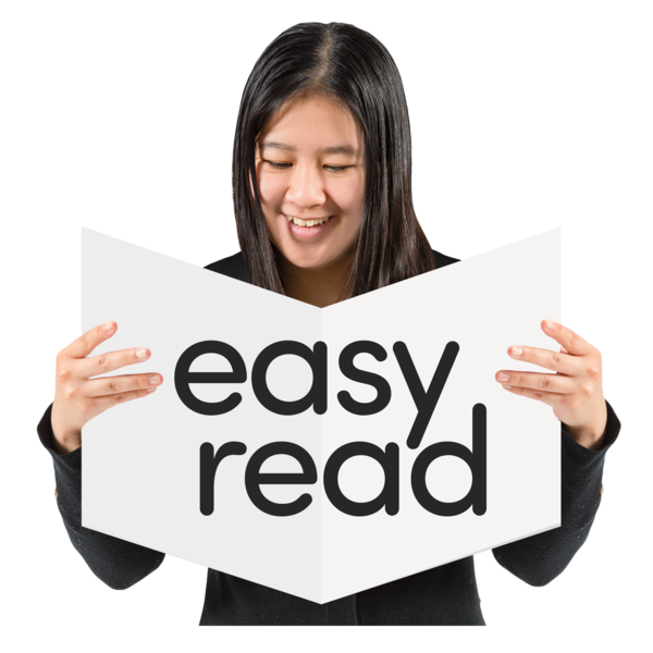 Lady holding Easy Read document