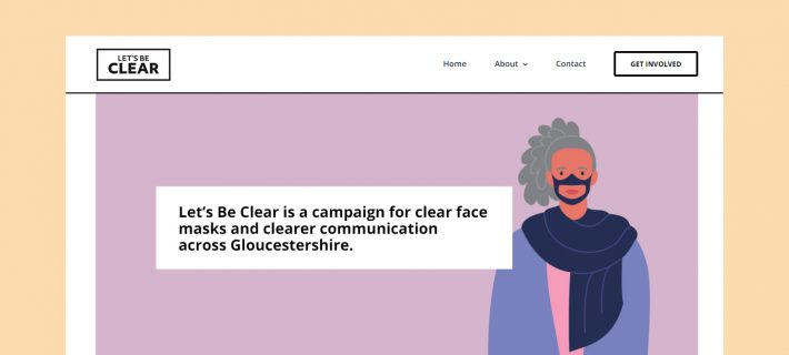 An image of the home page of the Let's Be Clear campaign website