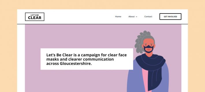 An image of the home page of the Let's Be Clear campaign website