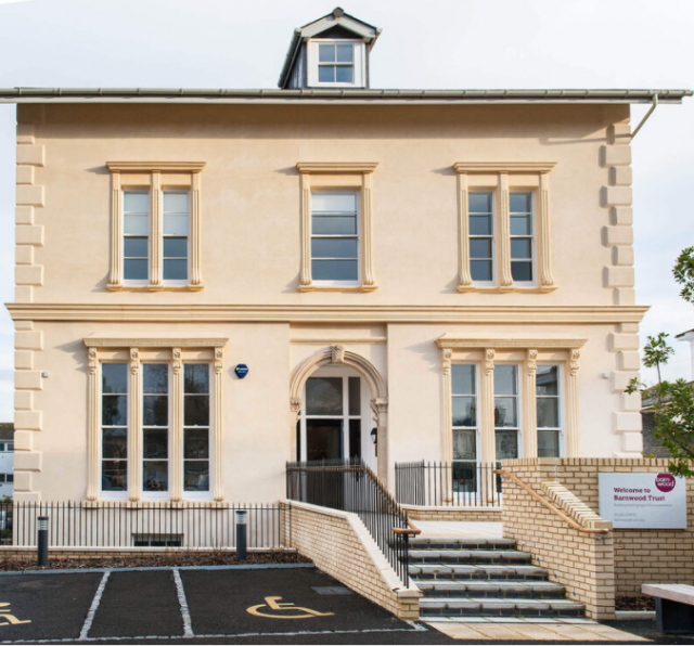 Image shows Overton House in Cheltenham, the headquarters of Barnwood Trust.