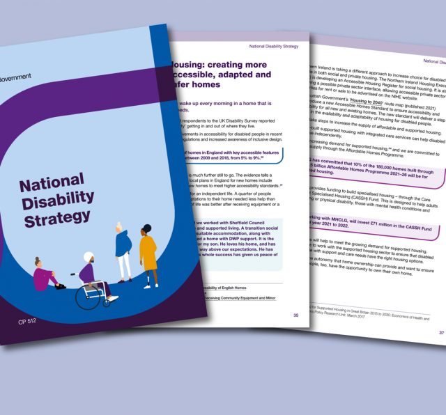 Montage of pages of the UK Governments National Disability Strategy