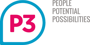 P3 logo. People, Potential, Possibilities 