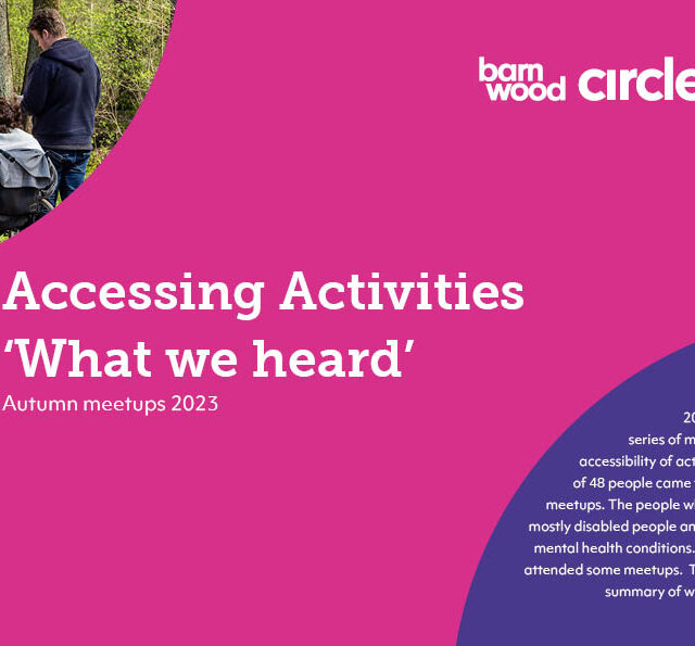 Cover for the What We Heard report for Activities. There is a photo of the man and woman in the top left corner and text in the middle and bottom right corner of the page. Text reads 