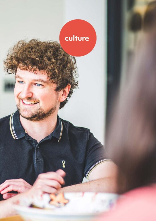 Cover of Barnwood Trust culture handbook. Includes photo of man smiling. 