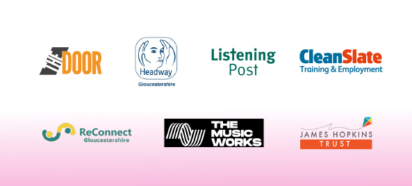 The Door, Headway, Listening Post, Clean Slate, Reconnect, The Music Works and James Hopkins Trust logos